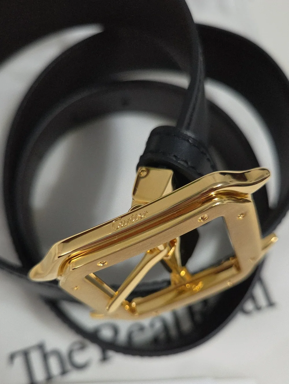 Cartier Santos Belt Reversible Leather Gold Square Buckle